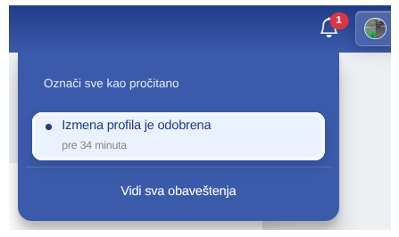 Primer obaveštavanja korisnika